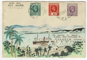 Fiji 1936 Suva cancel on KARL LEWIS cover to the U.S.