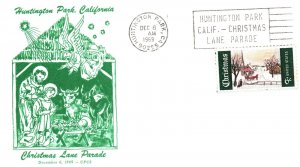 HUNTINGTON PARK CALIFORNIA CHRISTMAS LANE PARADE EVENT CACHET COVER SLOGAN 1969