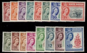 NORTH BORNEO QEII SG391-406, 1961 complete set, NH MINT. Cat £180.