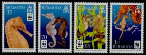 Bermuda 1010-3 MNH WWF, Seahorse, Marine Life