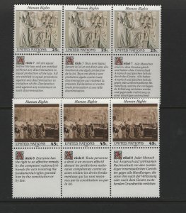 United Nations, 582-583 Strip of 3, MNH, 1990 Human Rights Type of 1989