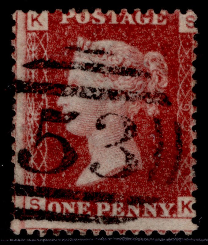 GB QV SG44, 1d lake-red PLATE 92, FINE USED. SK