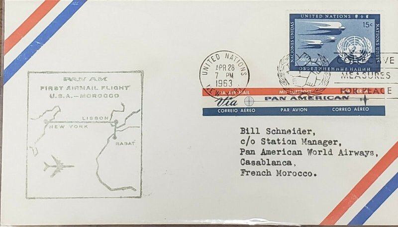 Pan Am 1963 United Nations New York To Rabat Morocco