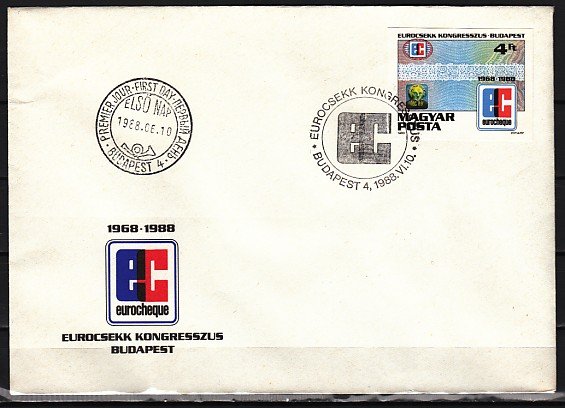 Hungary, Scott cat. 3129. Eurocheck Congress. IMPERF. issue. First day cover. ^