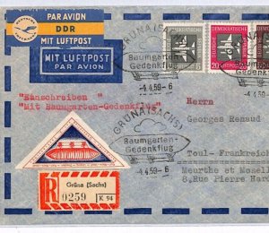 EAST GERMANY DDR BALLOON MAIL Cover 1959 Air Mail Gruna Baumgarten YW144