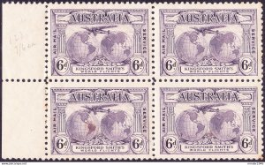 AUSTRALIA 1931 KGV 6d Violet, Kingsford Smith Flights-Airmail Mail Service, B...