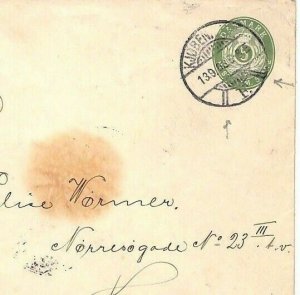 DENMARK Copenhagen 5o POSTAL STATIONERY Envelope 1914 Cover Unusual CDS BF166