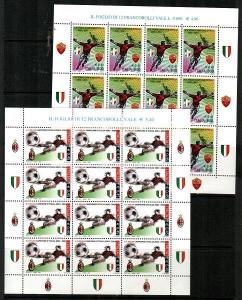 Italy Scott 2416 and 2609 Mint NH sheets (Soccer) - Catalog Value $30.00