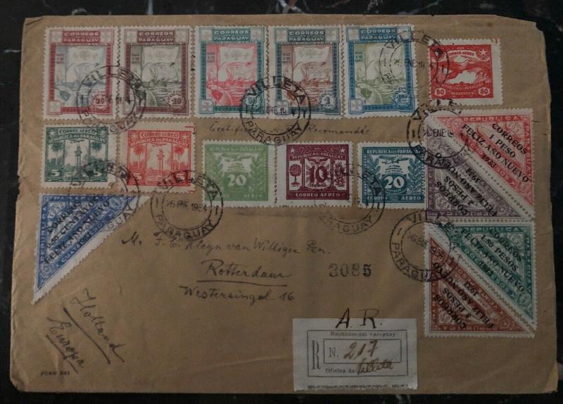 1934 Villeta Paraguay LZ 127 Graf Zeppelin Oversized Cover To Rotterdam Holland