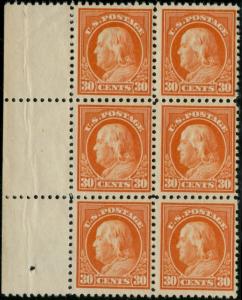 #516 F-VF OG NH BLOCK OF 6 W/ SELVAGE AT LEFT CV $420.00 BP9462
