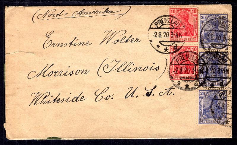 Germany to Morrison,IL 1920 Cover