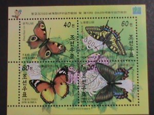 ​KOREA-2000 SC#4029  BANGKOK PHILATELIC SHOW-LOVELY BUTTERFLIES CTO S/S VF