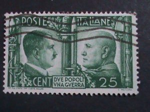 ​ITALY 1941 SC#415   81 YEARS OLD-HITLER & MUSSOLINI USED STAMP--VERY FINE