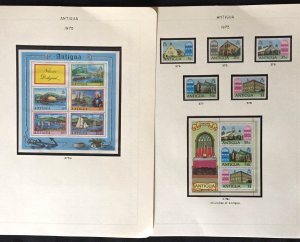 COLLECTION OF ANTIGUA STAMPS FROM 1971-75 IN ALBUM PAGES - ALL MINT NH STAMPS