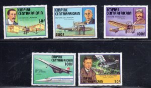 CENTRAL AFRICAN REPUBLIC #297-301 1977 HISTORY OF AVIATION MINT VF NH O.G