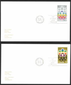 Canada Sc# 623-624 FDC Set/2 (singles) 1973 09.20 1976 Olympics