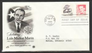 US Luis Marin 1990 PCS Typed FDC BIN