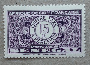 Senegal 1935 15c postage due, unused. Scott J24, CV $0.25