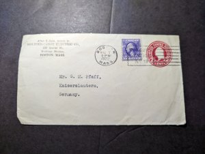 1922 USA Cover Boston MA to Kaiserslautern Germany G M Pfaff