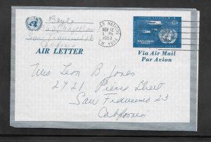 United Nations #UC1 Airletter With NOV/12/1953 Cancel (A1206)