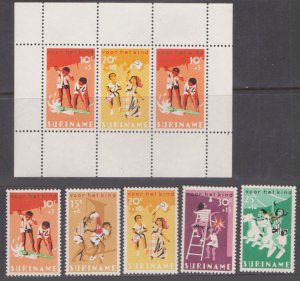 SURINAME - 1966 FOR THE CHILD WELFARE - SET OF 5-STAMPS & 1-MS - MINT NH