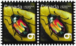 Canada 2410 Beneficial Insects Dogbane Beetle 9c horz pair MNH 2010