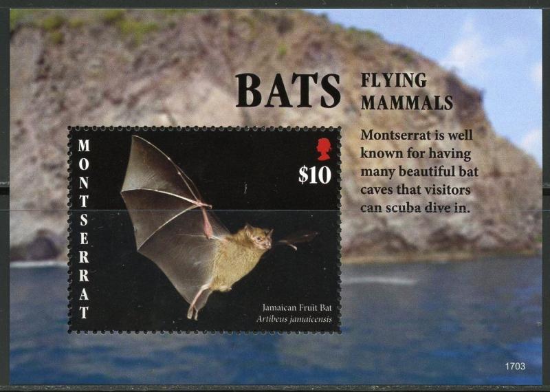 MONTSERRAT 2017 BATS  SOUVENIR  SHEET  MINT NH 