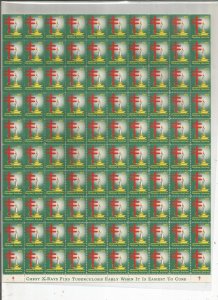 1952 CHRISTMAS SEALS, FULL SHEET, MNH