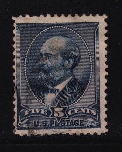 1888 James A. Garfield Sc 216 sound used 5c indigo CV $20 (B