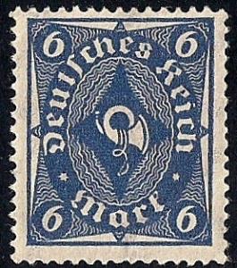 Germany #189  6 M Post Horns, Dark Blue Mint OG NH F-VF