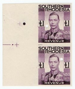 (I.B-BOB) Southern Rhodesia Revenue : Duty Stamp £1 (printer's proof)