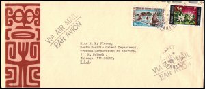 French Polynesia to Chicago,IL 1971 Airmail Cover