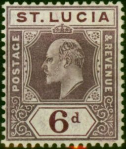 St Lucia 1907 6d Dull Purple & Bright Purple SG72ba Fine MM (2)