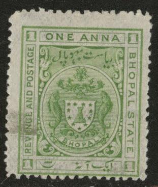 India - Bhopal Feudatory state  Scott o1 Official Used