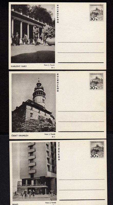 Lot 3 Czechoslovakia  Ceskoslovenska Postal Cards Karlovy Vary, Cesky Krumlov
