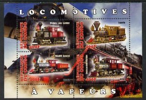 CONGO B. - 2013 - Early Steam Locos - Perf 4v Sheet - Mint Never Hinged