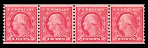 US STAMPS #455 COIL STRIP OF 4 MINT OG NH SUPERB $300+ *PSE CERT* LOT #88301