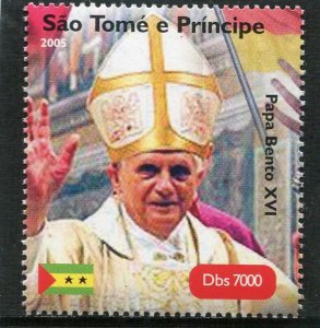 Sao Tome & Principe 2005 POPE BENEDICT XVI 1 value Perforated Mint (NH)