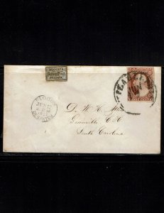 Scott #15L14 and #11 F/VF-used on cover. SCV - $375.00