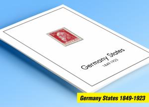 COLOR PRINTED GERMANY STATES 1849-1923 STAMP ALBUM PAGES (66 illustrated pages)