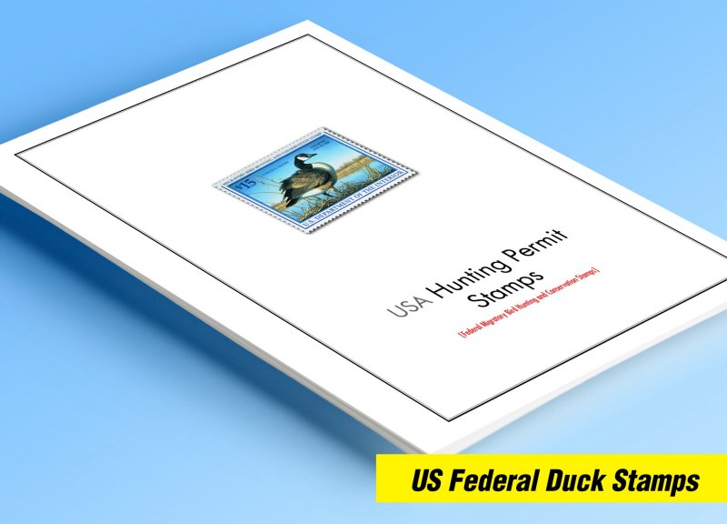 LIGHTHOUSE SF Illustrated album pages USA, hunting permit duck stamps at