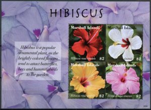 Marshall Islands Flowers Stamps 2020 MNH Hibiscus Flower Flora Nature 4v M/S