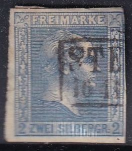 Prussia 12 (used) 2sg Frederick William IV, blue (1858)