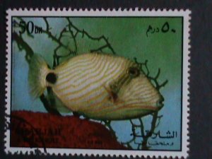 SHARJAH-UNDER WATER WORLD-LOVELY TROPICAL FISHES-SUPER LARGE USED STAMPS SET