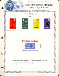 Stroma Isle Stamp Collection on 1 White Ace Page, John Kennedy, 1966