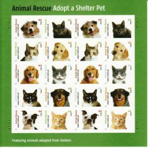 2010 44c Adopt a Shelter Pet, Sheet of 20 Scott 4451-60 Mint F/VF NH
