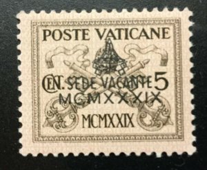 Vatican City Sc# 61 MH (Mint Hinged) 5c Interregnum CV $26