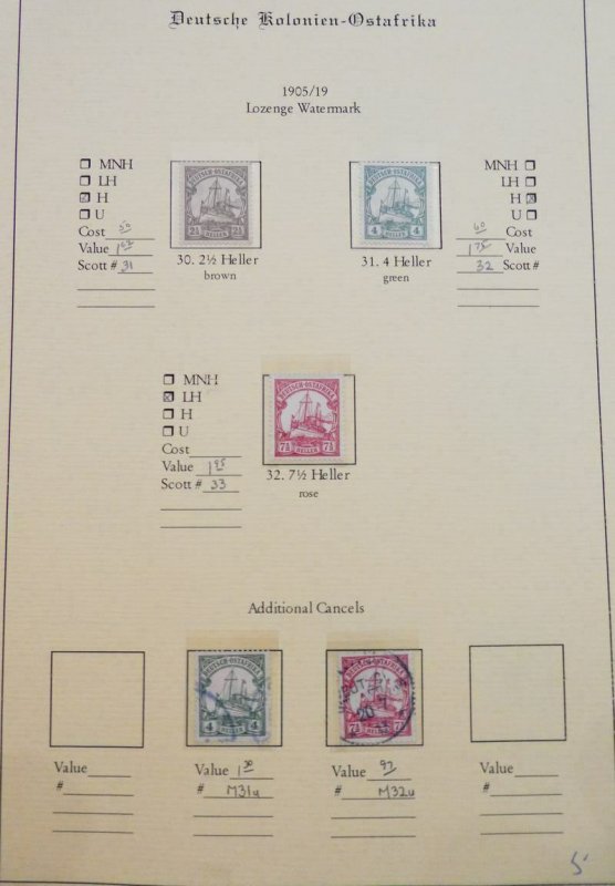 EDW1949SELL : GERMAN EAST AFRICA Mint & Used collection on pages. Scott Cat $619