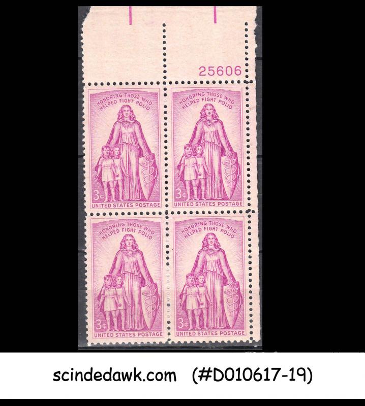 USA - 1957 - 3c POLIO  # 1087 - BLOCK OF 4 - MINT NH