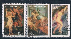 St Thomas & Prince Is 444-46 Used Paintings Ruben Nudes 1979 (S1203)+